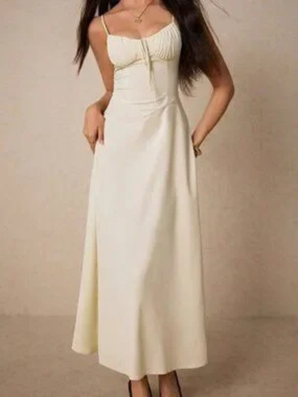 ZARA Apricot Chic Women's Maxi Dress with Sweetheart Neckline - Picture 5 of 7